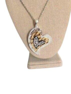 Wearable Art Silver Gold Heart Pendant with Chain
